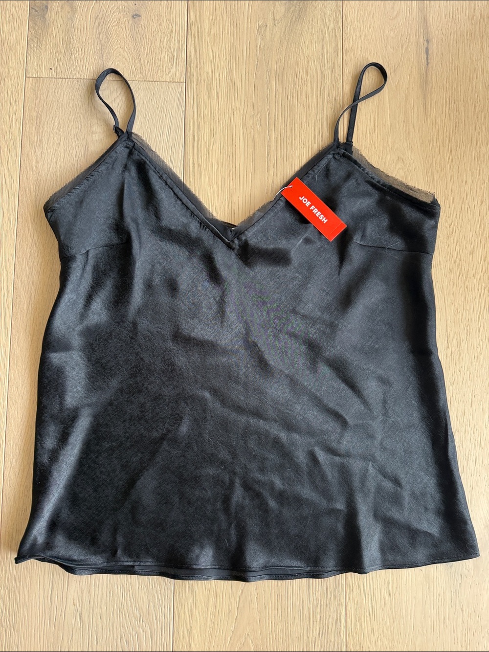 Joe Fresh Black Satin V-Neck Camisole